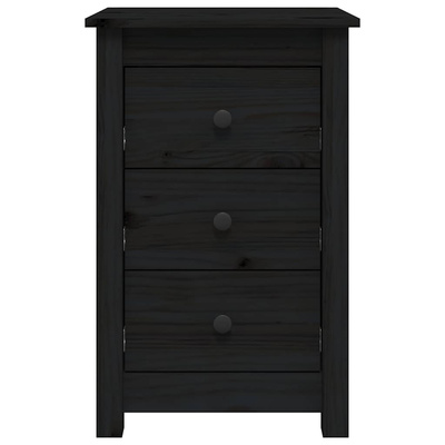 Szafki nocne, 2 szt., czarny, 40x35x61,5cm, lite drewno sosnowe