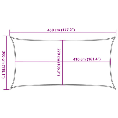 Żagiel przeciwsłoneczny, 160 g/m², jasnoszary, 3x4,5 m, HDPE