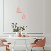 Lampa wisząca SEWILLA różowa - z ceramicznym kloszem - skandynawska lampa do jadalni