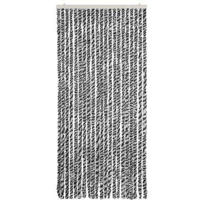 Zasłona przeciwko owadom, szaro-czarno-biała, 90x220, szenil