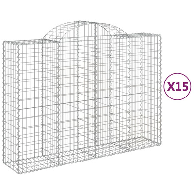 Kosze gabionowe, 15 szt, 200x50x140/160cm, galwanizowane żelazo