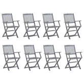 vidaXL Składane krzesła ogrodowe z poduszkami, 8 szt., drewno akacjowe