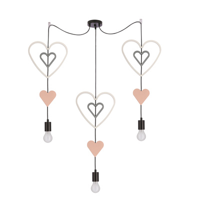 Trio hhh p lampa wisząca czarny 3x20W E27 iq kids biały+różowy+szary