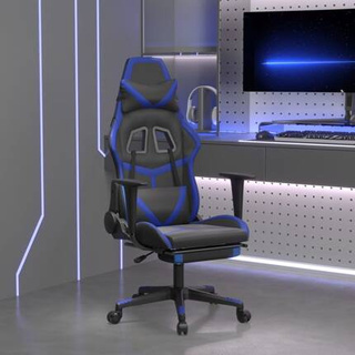 vidaXL Fotel gamingowy z podnóżkiem, czarno-niebieski, sztuczna skóra model standard