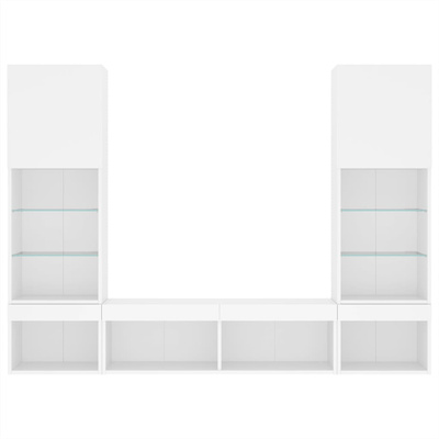 5-częściowy zestaw mebli TV z LED, biały