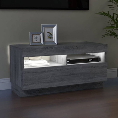 vidaXL Szafka pod TV z oświetleniem LED, szary dąb sonoma, 80x35x40 cm
