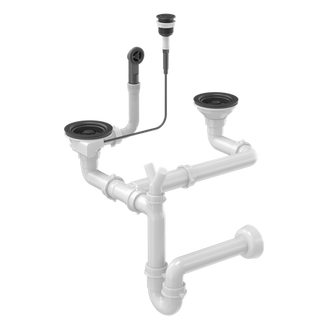 Odpływ PUSH TO OPEN 3 1/2" z syfonem 2-komorowy Power Color pure carbon (GRANIT-pionowy), save space, przycisk okrągły