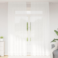 Firanka Koronkowa z zasłonami Biały 300 x 150 cm Poliester