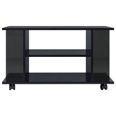 vidaXL Szafka pod TV z kółkami, wysoki połysk, czarna, 80x40x40 cm