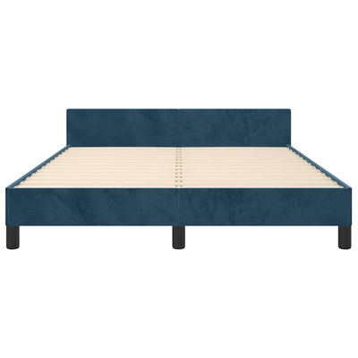 vidaXL Rama łóżka z zagłówkiem, ciemnoniebieska, 140x190 cm, aksamitna model standard