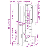 Highboard 2 szt. Stare drewno 69,5 x 34 x 180 cm