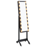 vidaXL Lustro stojące z LED, czarne, 34x37x146 cm