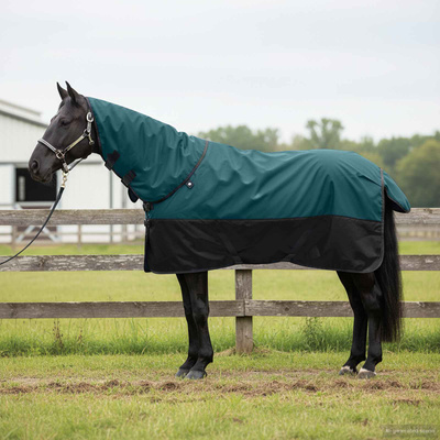 Koc dla Koni Ciemna Zieleń i Czerń 95 cm Poliester