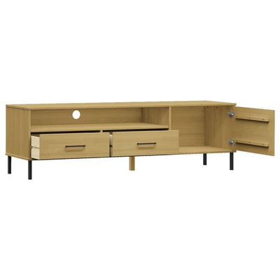vidaXL Szafka pod TV OSLO, metalowe nóżki, brązowa, sosnowa model standard
