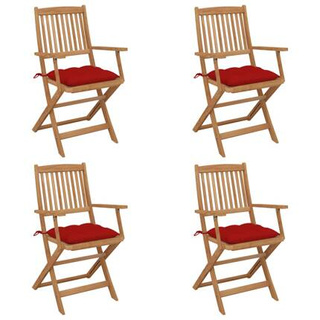 vidaXL Składane krzesła ogrodowe z poduszkami, 4 szt., drewno akacjowe
