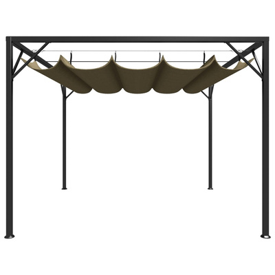 vidaXL Altana ogrodowa ze zwijanym dachem, 3x3 m, taupe, 180 g/m²