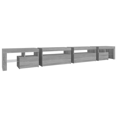 vidaXL Szafka pod TV z oświetleniem LED szary dąb sonoma 290x36,5x40cm