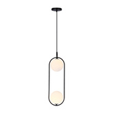 Lampa wisząca CORDEL elegancka - czarna z białymi kloszami kulkami - nowoczesne oświetlenie salonu 2x G9 LED