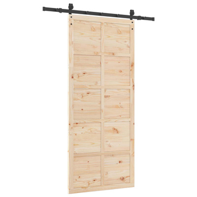 Drzwi przesuwne naturalny 80 x 208 cm Lite drewno sosnowe