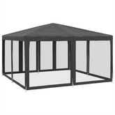 Namiot imprezowy z 8 ścianami z siatki, antracyt, 4x4 m, HDPE