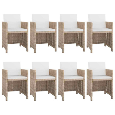 9-cz. zestaw mebli ogrodowych z poduszkami, rattan PE, beżowy