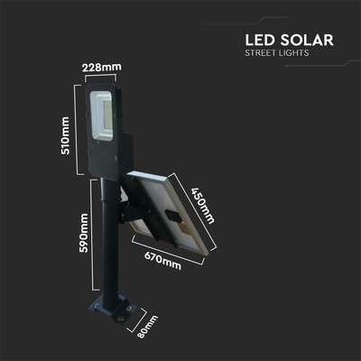 50W Solarna lampa uliczna / Barwa:4000K / Obudowa: Czarna