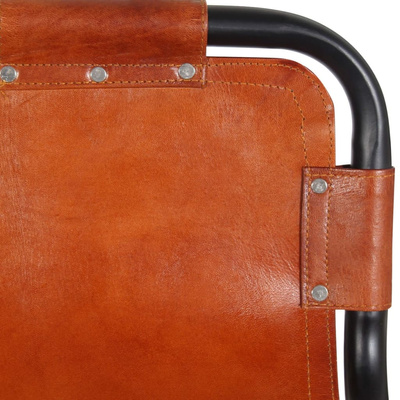 Stołki barowe, 2 szt., skóra naturalna