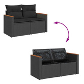 8-cz. zestaw wypoczynkowy do ogrodu, z poduszkami, czarny