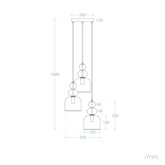 Lampa Wisząca Szklana Bursztynowa 3xE14 35cm Abruzzo Koloreno