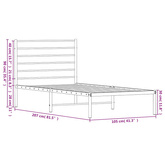 Metalowa rama łóżka z wezgłowiem, czarna, 100x200 cm