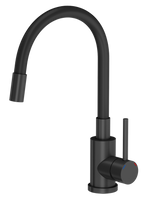 READY- SMART CZARNY zlewozmywak granitowy 1-k z/o (62x44x17,5) + bateria z elastyczną wylewką very black + dozownik very black + syfon very black