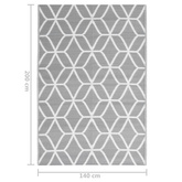 vidaXL Dywan zewnętrzny, szary, 140 x 200 cm, PP