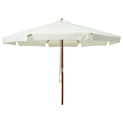 Parasol ogrodowy na drewnianym słupku, 330 cm, piaskowa biel