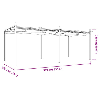 Pergola ze zwijanym dachem, taupe, 589x292x230 cm