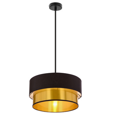 Lampa wisząca z abażurem Erna czarno-złota do salonu E27 metalowa