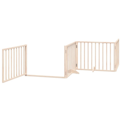 Bramka dla psa z drzwiami składana 4 panele 320 cm drewno topolowe