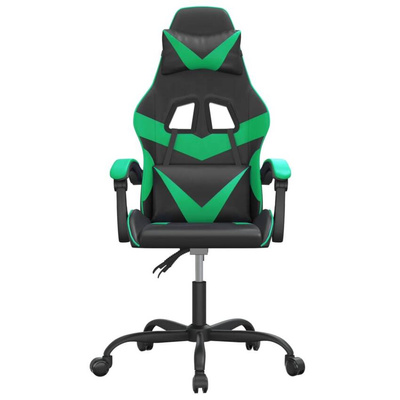 vidaXL Fotel gamingowy, czarno-zielony, sztuczna skóra