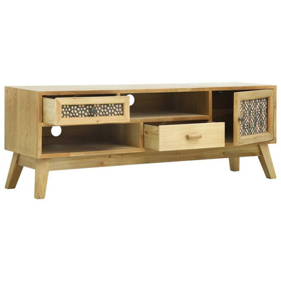 vidaXL Szafka pod TV, rzeźbiona, brązowa, 120 x 30 x 42 cm, drewno