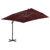 Parasol wiszący na aluminiowym słupku, bordowy, 400x300 cm
