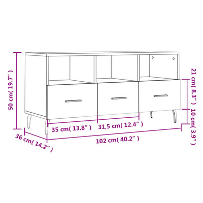 vidaXL Szafka pod TV, przydymiony dąb, 102x36x50 cm model standard
