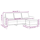 3-osobowa sofa z podnóżkiem, jasnoszara, 180 cm, aksamit