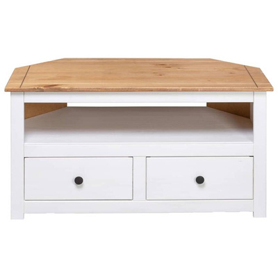 vidaXL Narożna szafka pod TV, biała, 93x49x49 cm, sosna, seria Panama