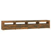 vidaXL Szafka pod TV z oświetleniem LED, przydymiony dąb, 240x35x40 cm