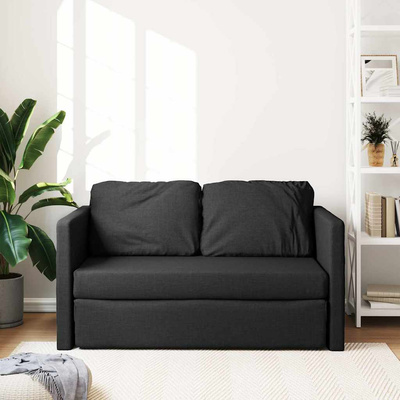 Sofa podłogowa 2-w-1, czarna, 112x174x55 cm, tkanina