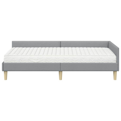 Rama Łóżka Narożnego z Materacem 2 szt. Jasnoszary 100 x 200 cm