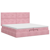 Łóżko ottoman z materacem różowy 200 x 200 cm Welur