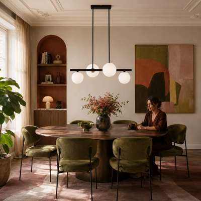 Lampa wisząca sufitowa czarno-biała 4x28W Kama 34-01214