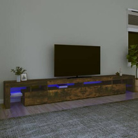 vidaXL Szafka pod TV z oświetleniem LED przydymiony dąb 290x36,5x40 cm