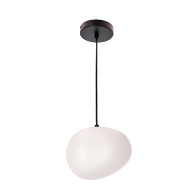 Lampa wisząca STONES 20 cm w stylu Japandi - z białym akrylowym kloszem inspirowanym kamieniem - minimalistyczne oświetlenie sufitowe do salonu E27