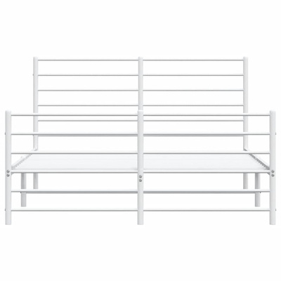 vidaXL Metalowa rama łóżka z wezgłowiem i zanóżkiem, biała, 140x190 cm model standard